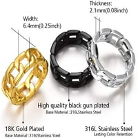 Može gravirati muškarce Žene kubanske vezu Spinner prstenovi, veličine # 06- # 12, 18K zlatni ton nehrđajući čelik crni