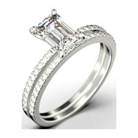 Art Deco 2. Carat Emerald Cut Diamond Moissanite zaručnički set, vjenčani prsten u 10k čvrsto bijelo