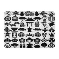 Hram četka japanskog dizajna ručne nacrtane ilustracije navijač Asia prostirke vrata vrata 23.6x