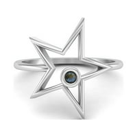 0. CTW okrugli Labradoritet Open Star Ring Sterling Silver Solitaire Ženski vjenčani prsten