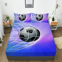 Ljubičasta kućna posteljina lim sa jastukom sa modnim fudbalom Kućni tekstil ugrađeni list Početna prekrivači