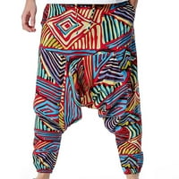 Muške harem pantalone nacrtaju hipi odjeću Boho odjeća s džepovima pamučne labave joge hlače hlače čipkasti
