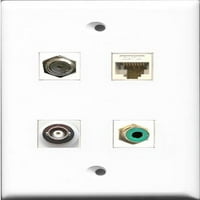 Riteav Port RCA Green i Port CoA kablovska TV - F-tipa i port BNC i priključak CAT Ethernet bijeli zidni zidni tanjur