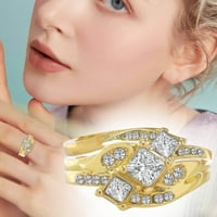 Wozhidaoke prstenovi za žene Diamond Set ženski vjenčani zaručnički prsten zlato ruža zlato imitacija