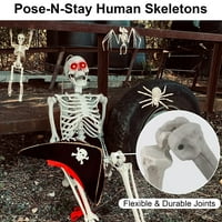 5.6ft Halloween LED lobanje skeleta za kostur Život + upozorenje Tro dvorište W Ulozi + Besplatni pokloni