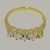 Britanci napravio 9k žuto zlato prirodno akvamarin i opal ženski vječni prsten - veličine opcija - veličine