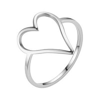 Hanxiulin Titanium čelični prsten u obliku srca Ženski obični prsten ne gubi boju od nehrđajućeg čelika