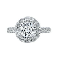 Okrugli bijeli prirodni dijamantski prsten za angažman u 14K čvrstog bijelog zlatnog zvona veličine-6,5