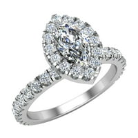 Petite zaručni prstenovi za žene Marquise Cut Halo Diamond Ring 18k bijelo zlato 1. CT TW