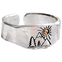 Xinqinghao Vintage Sunset Valley Ring Jednostavni modni nakit Popularni dodaci Silver