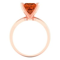 2. CT briljantna princeza Clear Simulirani dijamant 18K ružičasto zlato pasijans prsten sz 8.5