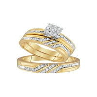 10kt žuto zlato Njegov je njen okrugli dijamantski pasijans koji odgovara vjenčanim set CTTW