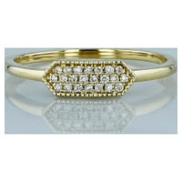 Socijalna vrijednost 14K Čvrsto bijelo zlato i istinski prirodni dijamantski šesterokutni prsten, veličine