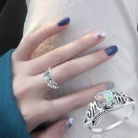 Cuhas Ring Ženske djevojke Ring Opal Heart Pismom prsten mama znakovni dijamantni prsten za majčin dan