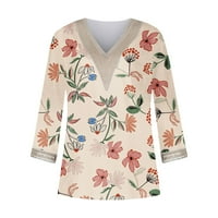 Nova dužina ručica Žene modni ljetni V-izrez dugi rukav s rukavima, ležerna majica bluza vrhovi za žene