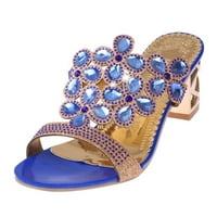 Juebong Žene Ljetne modne flip flops Visoke pete Sandale Debele Girls Rhinestone cipele, plava veličina