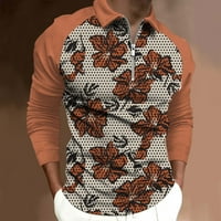 Polo majice za muškarce modni casual sportski digitalni print rever raglan patentni zatvarač dugih rukava