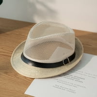 Cherryhome Unise Hollow Mesh Jazz Hat Unise prozračni mrežni džez šešir sa širokim rubom Sunčana krema