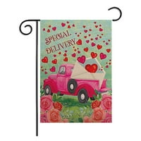 Valentinovo Vrtna zastava Love Heart & Flower Car Yard Oblog zastava Vertikalno dvorište Dekoracija