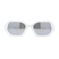 Ženski ugaoni zavjet uski klout mod plastične sunčane naočale bijelo - srebrna ogledalo