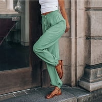 Ženske pune pantalone sa punim bojama za šivanje džepova čipkasti hlače zelena l
