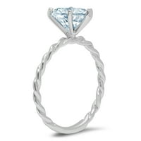 2CT Marquise Cut Prirodno nebo Plava Topaz 14k bijelo zlato Angažovane prstene 9,75