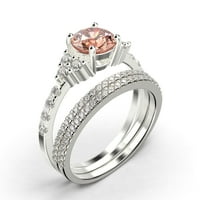 Prekrasan središnji vection 2. CARAT kružni morgatitni i dijamantski moissan zaručni prsten, vjenčani