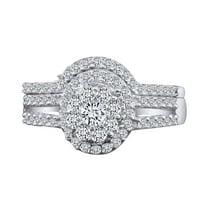 0. CTTW okrugli rez bijeli prirodni dijamant zakrivljeni vjenčani prsten u 10K čvrsto bijelo zlato