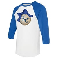 Ženska malena repala Bijela Kraljevska Kansas City Royals Baseball Bow 3 4-rukav majica Raglan