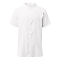 Muške haljine majice muškarci Ljetni casual čvrsti štand ovratnik dugmeta Dwon Cardigan majica kratkih