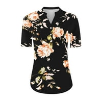 Njoeus ljetne vrhove majice za žene kratki rukav ženski modni ljetni tipke V-izrez za slobodno vrijeme