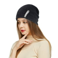 Beanie kape za žene vanjske zimske neutralne tople solidne boje kape pletene vunene šešire mornarice