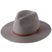 Pulru muške žene Fedora šešir, široka bramova slamna šešir sa kožnim pojasom