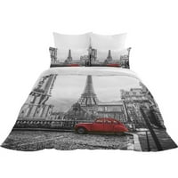 Komforničar od željezne tornjem 3D posteljina set luksuznog prekrivača romantičnog prekrivača, kralj