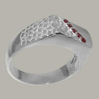 Britanci napravio je 10k bijeli zlatni prirodni rubin muški prsten za bend - Opcije veličine - veličina