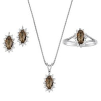 Nakit za žene Sterling Srebrni napitak za nakit, naušnica i privjesak Ogrlica dragulj i originalni dijamanti