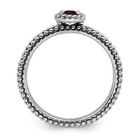 Sterling Silver Spacable Checker-CRT CR Ruby Antiqued prsten - veličina 9