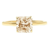 2. CT Brilliant Asscher Cleani simulirani dijamant 18k žuti zlatni solitaire prsten sz 8.25