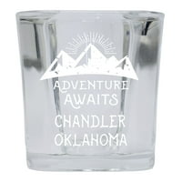 Chandler Oklahoma suvenir laserski gravirani kvadratni bazni alkoholni piler, avantura stakla čeka dizajn
