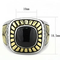 TK - Dvotonski prsten od nehrđajućeg čelika od nehrđajućeg čelika sa sintetikom u jet veličini 10