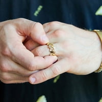 14k žuti zlatni simulirani dijamantski rubni rubni prsten