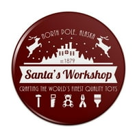 Santa's Radionica Logo Božićne igračke Sjeverni pol Aljaska Kuhinja Hladnjak Ormar dugmeta MAGNET -