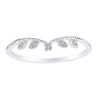 Okrugli bijeli prirodni dijamantni millgrain zaručnički prsten 14K čvrsta bijela zlatna prstena veličine-6,5