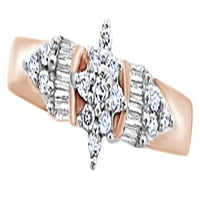 Bijeli prirodni dijamantski ventilatorski prsten u 10k ružičastog zlata