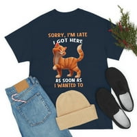 FamilyHop LLC mačka Smiješna sarkastična majica, oprosti što kasnim da sam stigao čim sam htio, introvertna