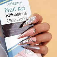 Nail Art Rhinestone Glue Gel Nail Rhinestones Kit četkica, ljepilo GEMS Diamonds Gel zalijepi za diy