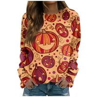 Halloween vrhovi za žene Halloween Print Dugi rukav Pulover TOP bluza Ginger XXL