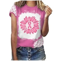TKLpehg majice za podizanje raka dojke za žene Modna udobna casual ružičasta vrpca cvjetna ispisana
