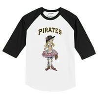 Toddler Tiny Turpap Bijeli crni Pittsburgh Pirates Babes Raglan rukav majica