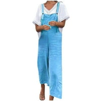 Doputth ženske ležerne pune boje pamučne platnene labave ravne pantalone jednodijelne hlače jednodijelne